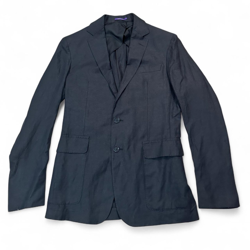 Ralph Lauren Purple Label Men’s Black Hadley Hand-Tailored Silk-Linen Jacket 36r